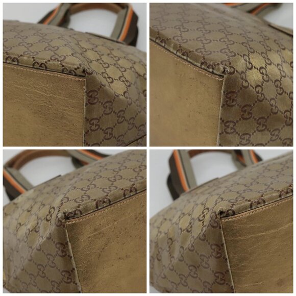 GUCCI GG Canvas GG Crystal Tote Bag Coated Canvas Gold 131230 Auth 140471 - Picture 15 of 16